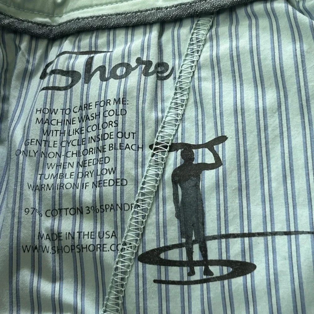 Shore Pants Mens 36x30 Green Stretch Chino Canvas Made USA Casual Spring